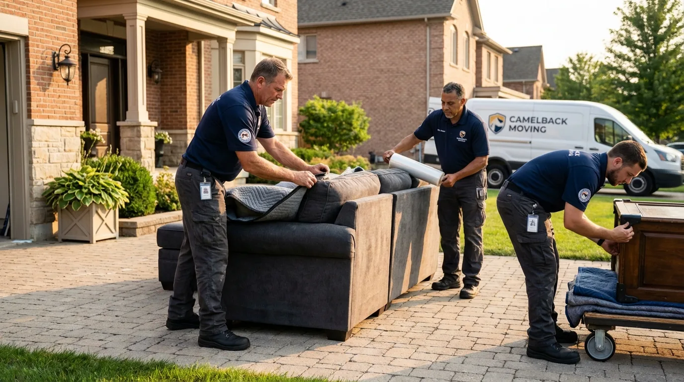 Large estate moving crew wrapping furniture in Monroe, GA